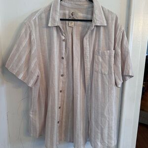 Linen / Rayon Blend - Panama Jack - Light Beige Striped Casual Shirt - Size XL
